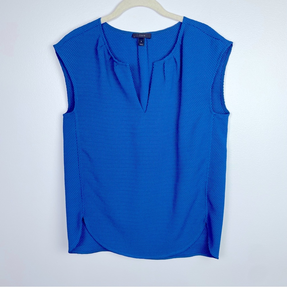 J.‎ Crew Blue Honeycomb Sleeveless Blouse